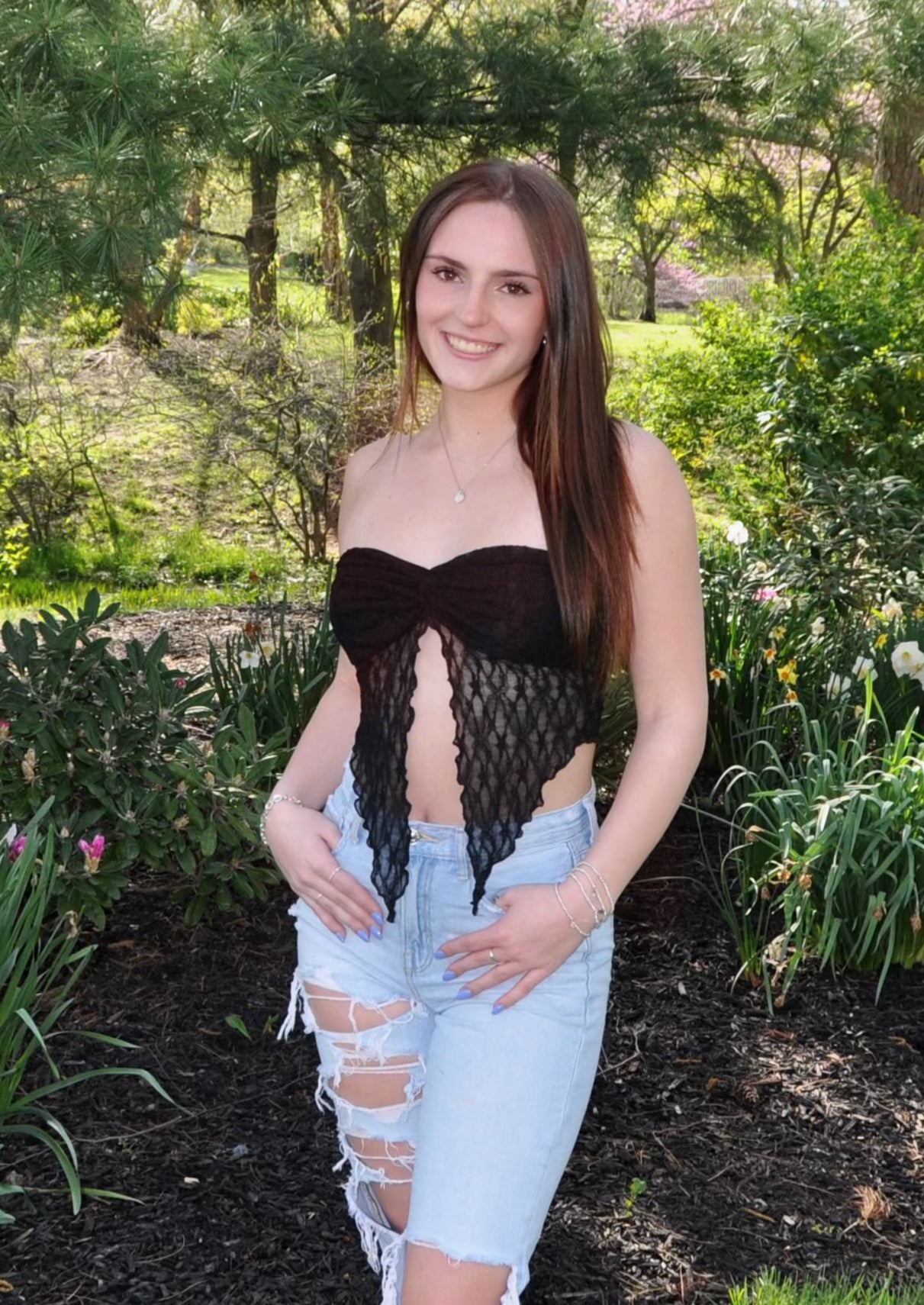 Lace Twisted Split Front Tube Top