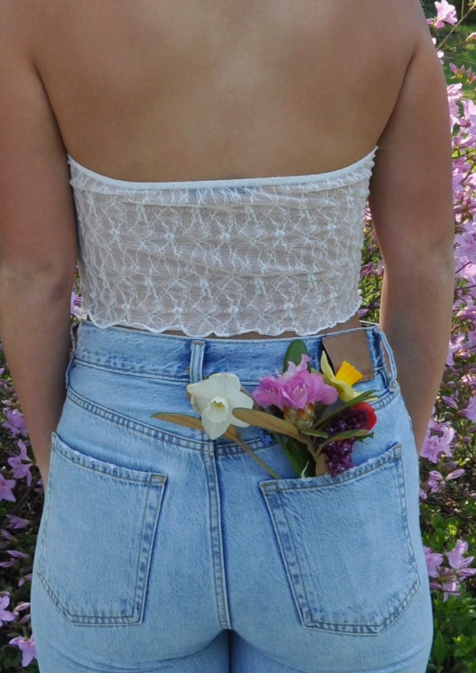 Lace Twisted Split Front Tube Top