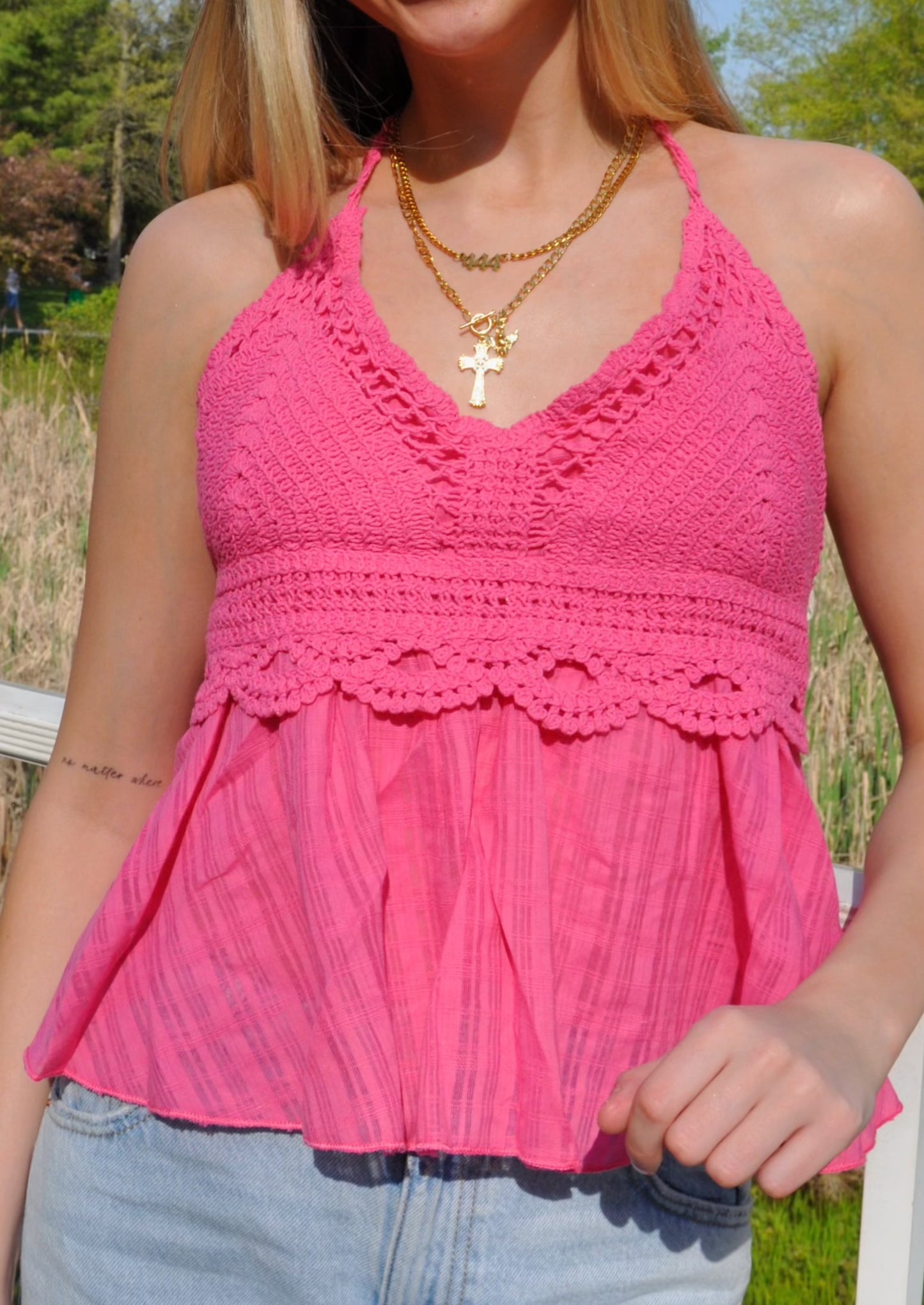 Crochet Ruffle Halter Tank